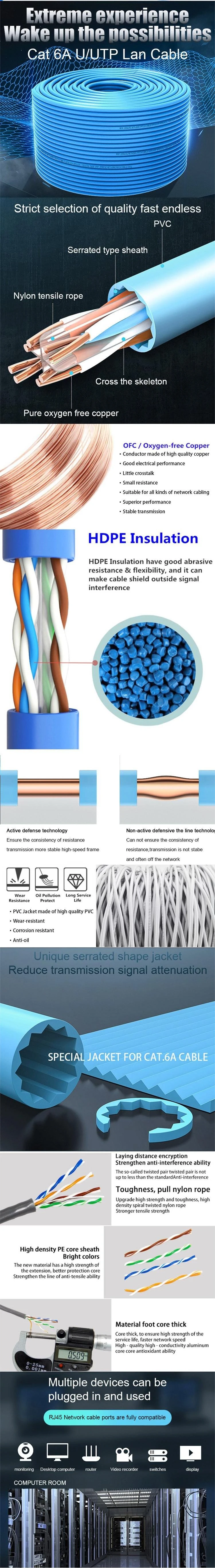 Gcabling UTP LAN Cat5e CAT6 CAT6A Computer Communication Cable Twisted 4pair Copper Solid Wire Indoor Data Cat 6 Network Ethernet Cable