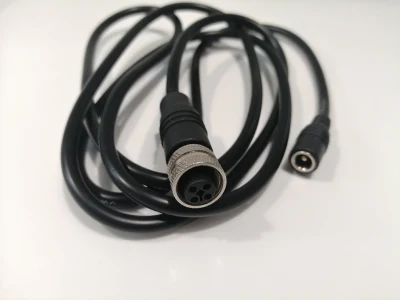 M12 Código T Hembra 4 pines a DC5.5 / 2.1 Adaptador de cable de receptáculo Enchufe de aviación de 3 m Cable eléctrico impermeable para control de automatización industrial Hecho en China