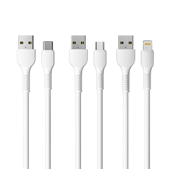 1m 2m 3m 2.4A 3A PVC / TPE Micro USB Tipo C Lightning Cable USB Venta al por mayor Accesorios para teléfonos celulares Cable de datos Cable de cargador USB para teléfonos Huawei Xiaomi Samsung